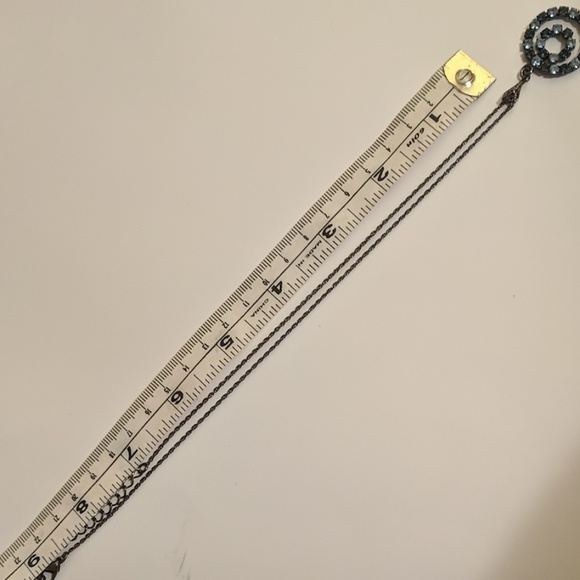 Necklace w/ blue and clear Rhinestones - Picture 3 of 5